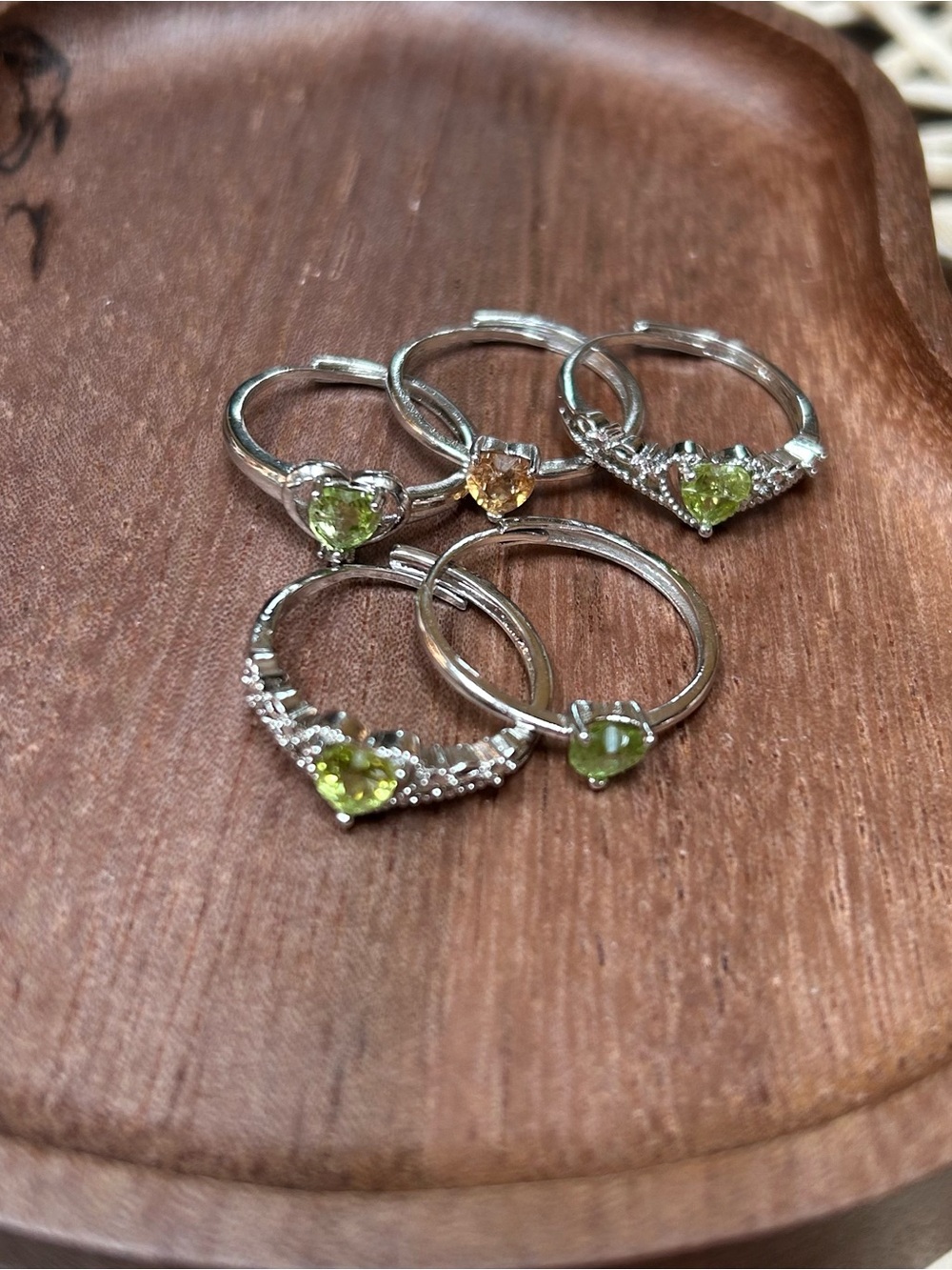 Peridot Copper Ring – 5-Piece Set
